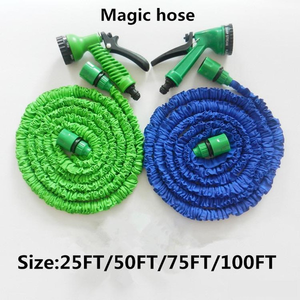 25FT-100FT High quality Plastic Materials A+Quality Blue Water Spray Nozzle Sprayers &Expandable Flexible Water hose Garden Pipe Set