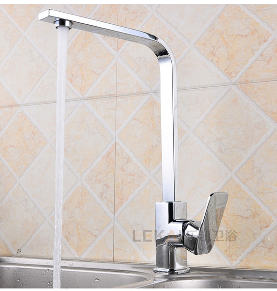 2017 The new building materials sanitary ware kitchen faucet square pipe cold hot sink tap wire single hole wholesale