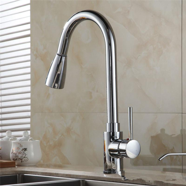 Free Shipping New design pull out faucet chrome silver swivel kitchen sink Mixer tap kitchen faucet vanity faucet cozinha ce408906