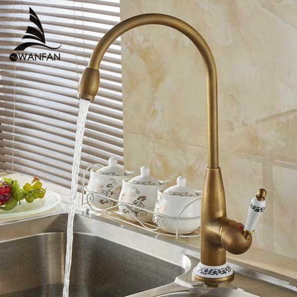 Free shipping new style antique brass finish faucet kitchen sink basin faucets mixer tap with ceramic hot and cold COO4116F