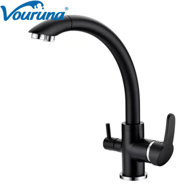 VOURUNA Alba Black 3 Way Water Filter Tap Purified Tri Flow Clean Kitchen Faucet Sink Mixer