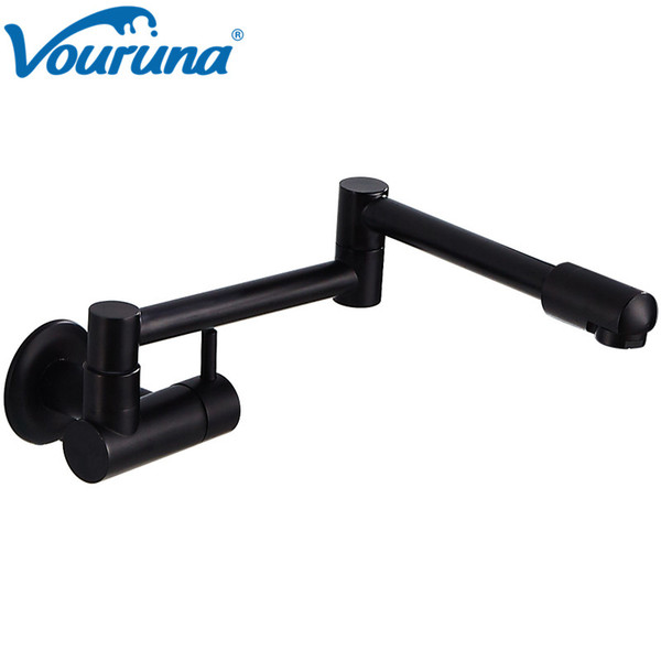 VOURUNA Black Pot Filler Kitchen Faucet Extendable Sink Cold Kitchen Tap