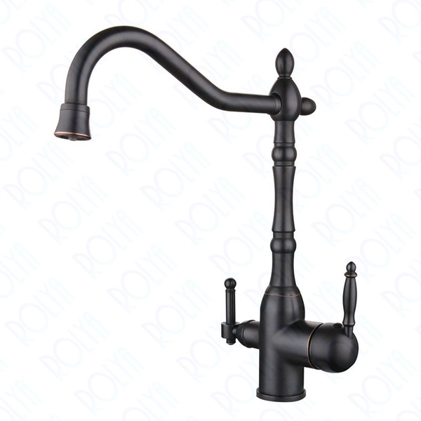 VOURUNA Antique Black 3 Way Water Filter Tap Purified Tri Flow Clean Kitchen Faucet Sink Mixer