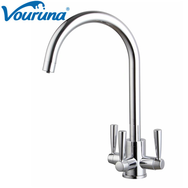 VOURUNA Tri Flow Kitchen Faucet 3 Way Water Filter Tap Chrome