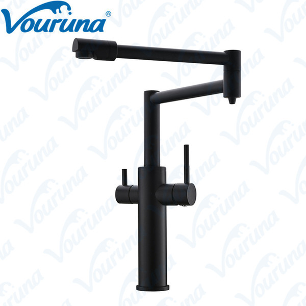 VOURUNA Blacken Pot Filler Hot and Cold Kitchen Faucet with Purified Water