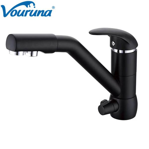 VOURUNA Longreach Black 3 Way kitchen Tap Chrome Tri Flow Kitchen Faucet