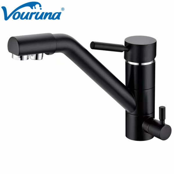 VOURUNA Black 3 Way kitchen Tap Chrome Tri Flow Kitchen Faucet