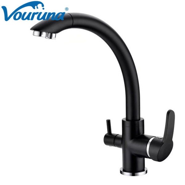 VOURUNA White&Black&Chrome 3 Way Water Filter Tap Tri Flow Kitchen Faucet Factory Direct Wholesale