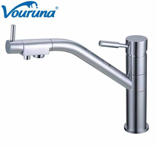 VOURUNA Longreach Black Three Way kitchen Faucet Sink Mixer Tri Flow water filter tap Chrome