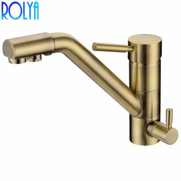 Rolya Premium Bronze Tri Flow Kitchen Tap Solid Brass Ro Water Filtered 3 Way Mixer Faucet