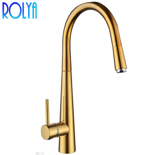 Rolya Pull Out Kitchen Faucet Pullout Sink Mixer Tap Golden/Black/Chrome