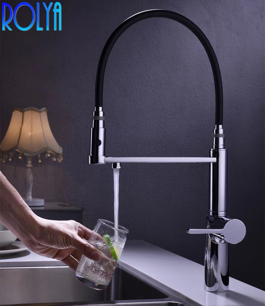 Rolya Pull Down 3 Way Water Filter Tap Chrome Kitchen Faucet Sink Mixer Tri-Flow