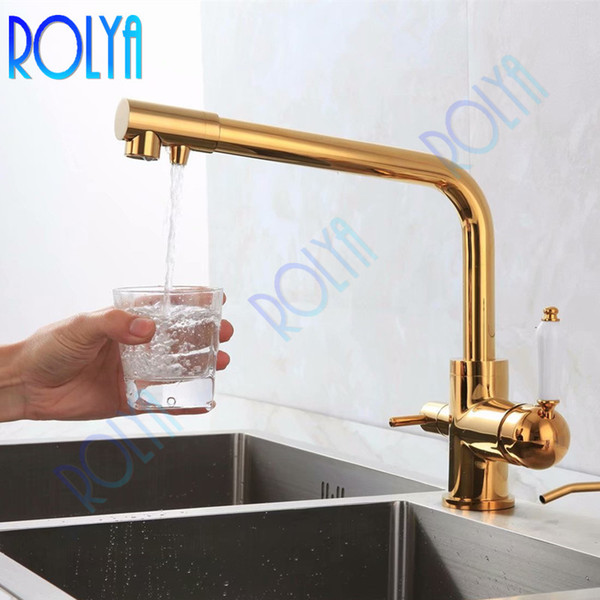 Rolya Golden 3 Way Water Filter Tap Clean Water Kitchen Faucet