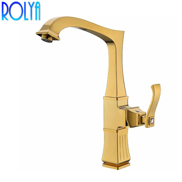 Rolya New Single Hole Lavatory Faucet Tall Bathroom Sink Mixer Taps Solid Brass Luxurious Rose Gold/ORB/Golden