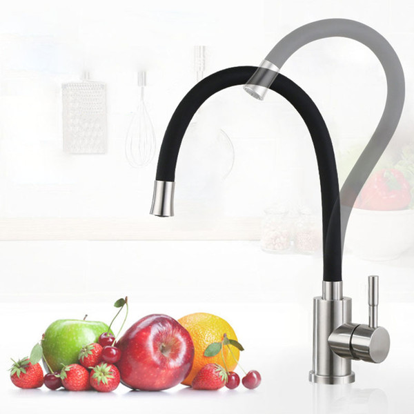 Multi Color Single Handle Kitchen Faucet Single Hole 360 Rotate Mixer Universal Kitchen Tap Stainless Steel Brushed Sink Taps