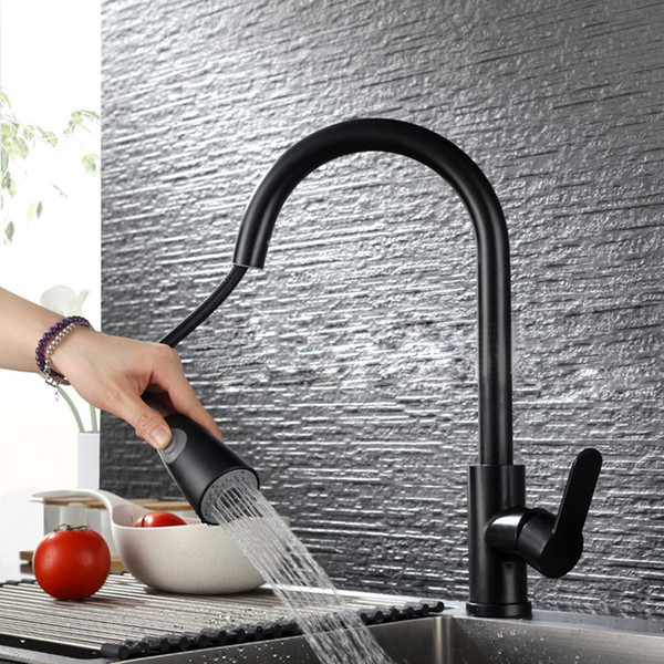 Black Kitchen Faucet 304SUS Kitchen Sink Faucet Pull Out 360 Rotation Faucet for Kitchen Tap Mixer Deck Mounted Water Taps