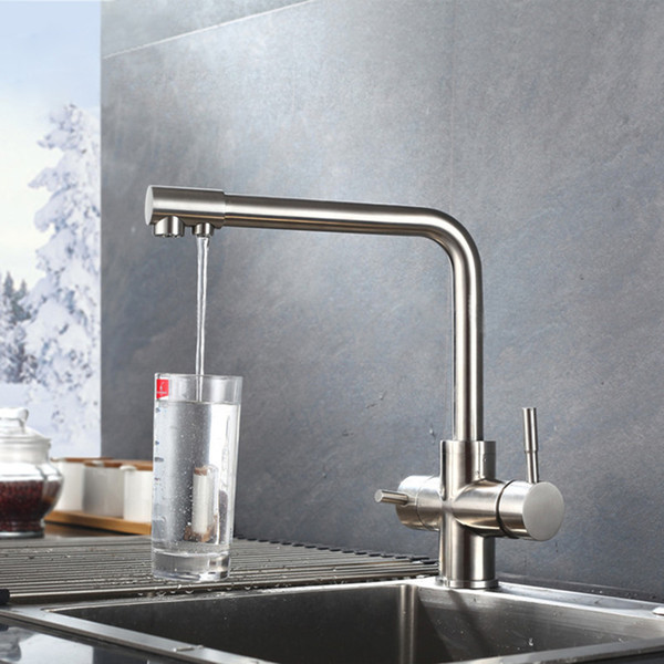 Waterfilter Taps Kitchen Faucets Sainless Steel Mixer Drinking Water Filter Faucet Kitchen Sink Faucets Water Tap Brushed Finish