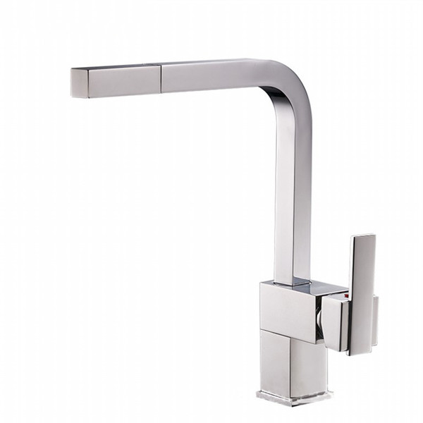 Brass Pull Out Kitchen Faucet Sink Mixer Tap Single handle Double Control Deck Mounted Hot And Cold Water Taps Chrome Finish