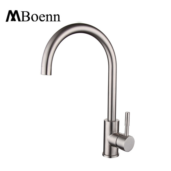 SUS304 Stainless Steel Kitchen Sink Faucets Brushed Mixer Water Tap Hot Cold Mixing Valve Faucet Leadless