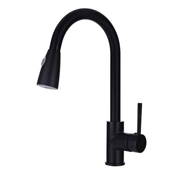 ROLYA Pullout kitchen faucet Black Gooseneck Kitchen Sink Mixer Taps Pull out