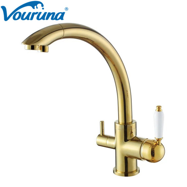 VOURUNA Antique Bronze 3-Way kitchen Faucet Sink Mixer Three Way water filter tap