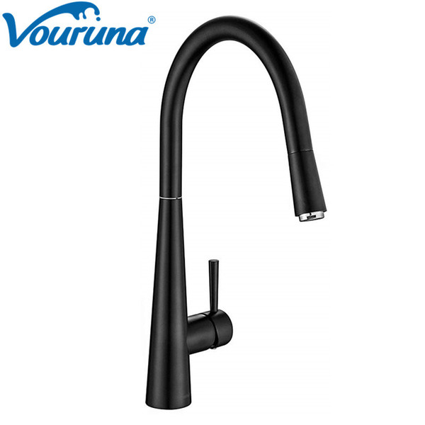 VOURUNA Modern Style Single Hole Blacken&Rose Golden Gooseneck Kitchen Faucets Supplier Sink Mixer Taps