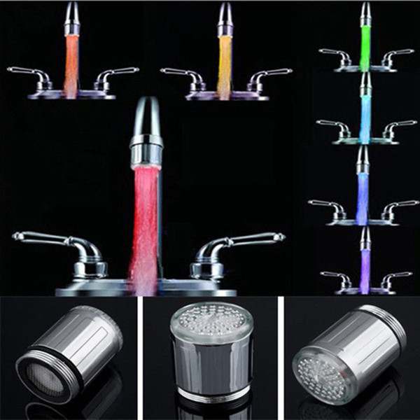 7 Colors Change LED Water Shower Head Light RGB Temperature Controlled Glow LED Faucet With Adapter For Most Faucet Kitchen Bathroom Tap