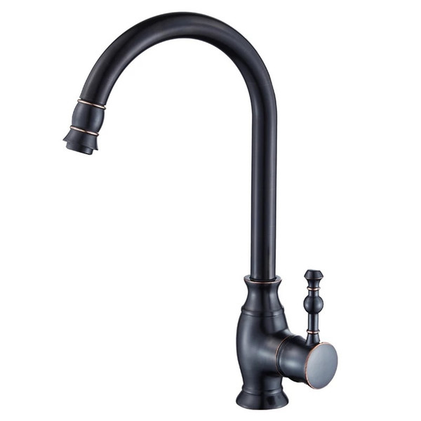 Kitchen Faucets Black Color Rotating Copper Crane Kitchen Sink Faucet Hot And Cold Water Brass Taps Kitchen Mixer Tap