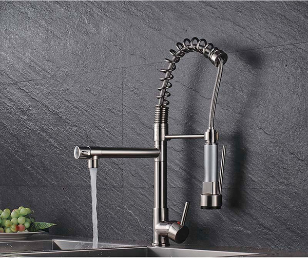 stunning Europe design pull out spray sink kitchen faucet single hole deck mounted Chrome kitchen tap