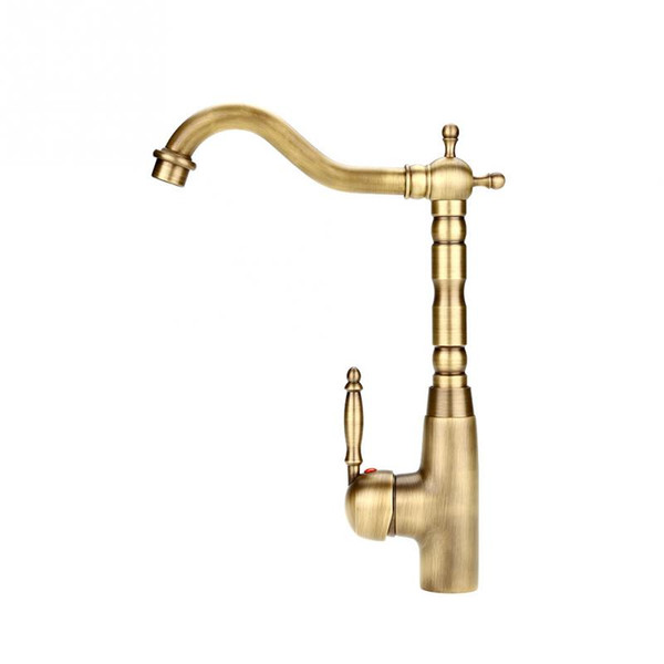 Bathroom Basin Sink Faucet Antique Retro Style Solid Brass Kitchen Hot & Cold Pipes Mixer Tap Single Hole