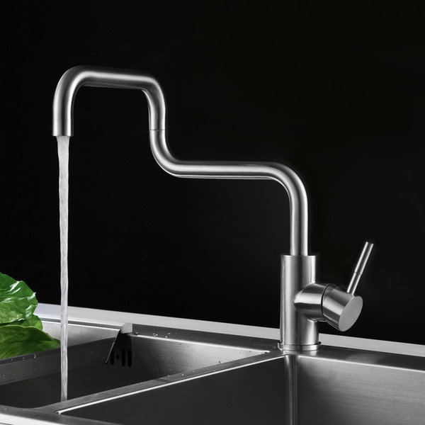 304 stainless steel kitchen faucet Rotary folding sink hot and cold faucet