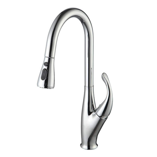 Commercial Pull Out Single Handle Solid Brass Dual Function Pull Down Sprayer Kitchen Sink Faucet Brushed Nickel Kitchen Faucets