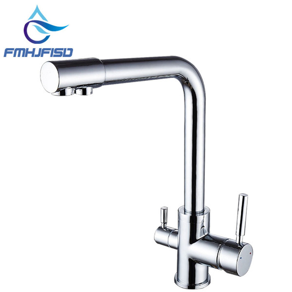 Brand New Kitchen Sink Faucet Tap Pure Water Filter Mixer Dual Handles Chrome Finish