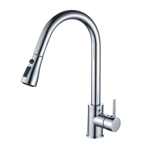 Free Shipping Pull Out Kitchen Faucet Brass Chrome Basin Sink faucet Mixer Tap Cold Hot Water taps With Hand Spray JK002