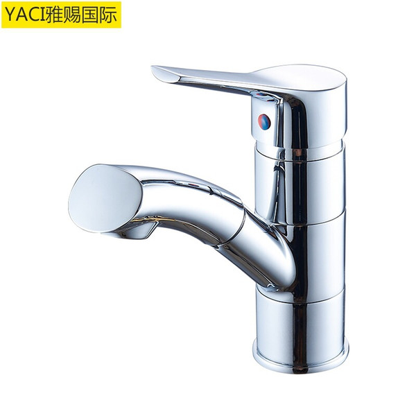 ITAS-6652 Copper basin pull-out faucet hot and cold kitchen sink faucet can be rotated