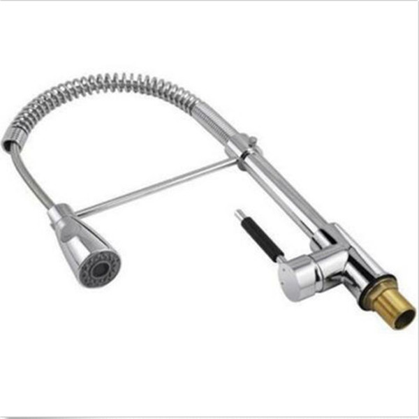 Wholesale- Chrome Kitchen Swivel Spout Deck Mounted Sink Faucet Pull Down Spray Mixer Tap