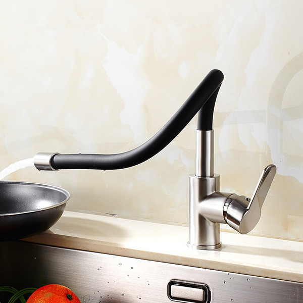 Contemporary Chrome Finish Solid Brass Spring Kitchen Faucet & Rotating faucet & Mixer taps Pull Down Kitchen Faucet Taps