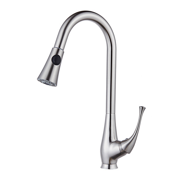 Crane Kitchen Faucets Brass Brushed Silver Spray Basin Faucet Pull Out Single Handle Hole Mixer Water Taps Deck Mounted