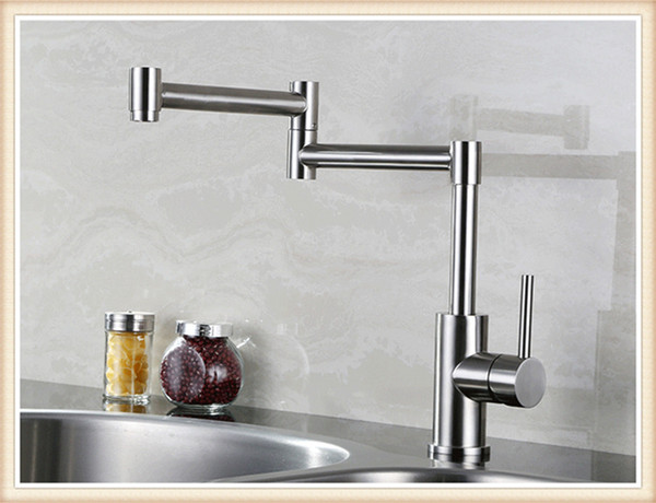 KF1017A Folding Stretch Export The United States 304 Stainless Steel Kitchen Faucet Leading Basin Hot and Cold Home