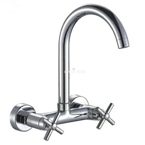 Wall Mounted Swivel Kitchen Faucet Tap Bathroom Basin In-Wall Tap Chrome Polished Brass Material WF-009