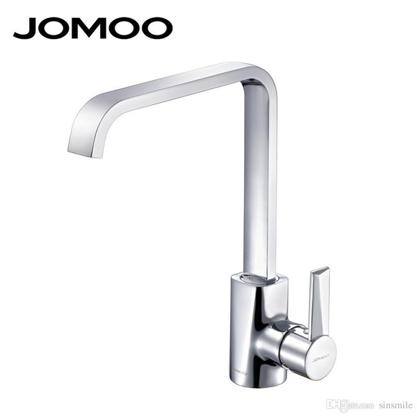 Wholesale- JOMOO Solid Brass Polish Chrome Kitchen Faucet Mixer Single Handle Single Hole Cold and Hot Torneira cozinha Square Shape 3341