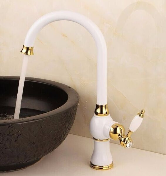 Bathroom Basin Faucet with single hole Single Handle ,Grilled white /rose golden paint sink faucet/Bathroom Multifunctional wrench