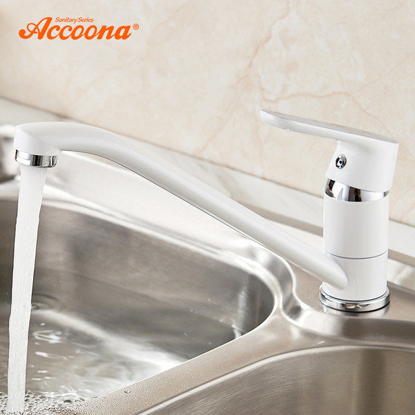 Accoona Kitchen Faucet Polished Spray paint Single Handle Swivel Spout Vessel Sink Mixer Tap Zinc Alloy Kitchen Faucets A4166