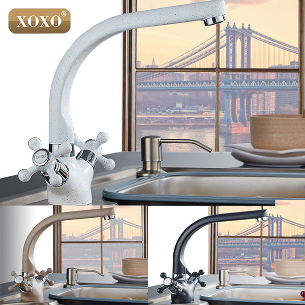 XOXO NEW Multicolor Spray painting Copper Kitchen Faucet Cold and Hot Water Mixer Tap Double Handle 360 Rotation3302W/3302HW