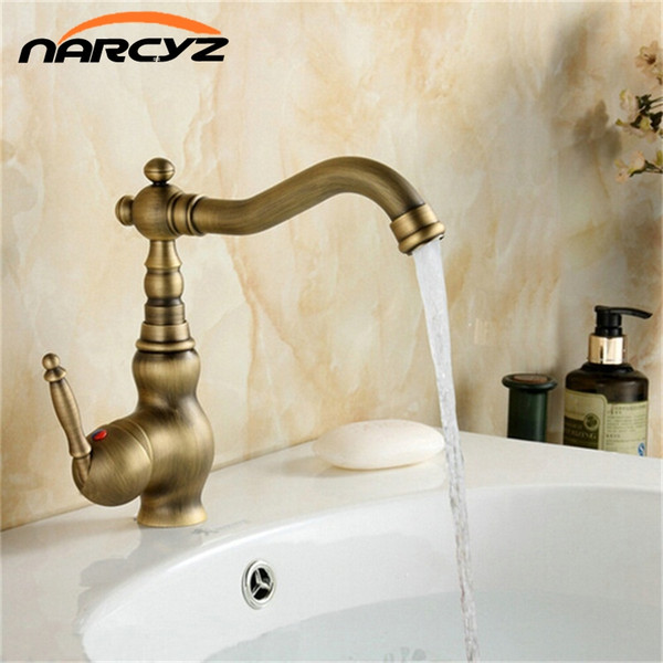 Cheap Antique Brass Swivel Basin Sink Mixer Tap Crane Kitchen Faucet B2002