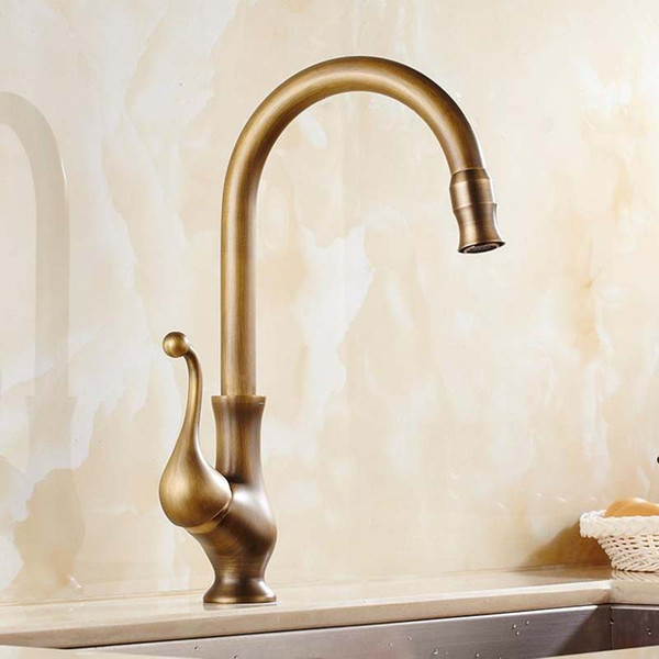 New Designed Deck Mounted Antique Brass Kitchen Faucet With Cold and Hot Water supply /Other Faucets Showers & Accs free shipping