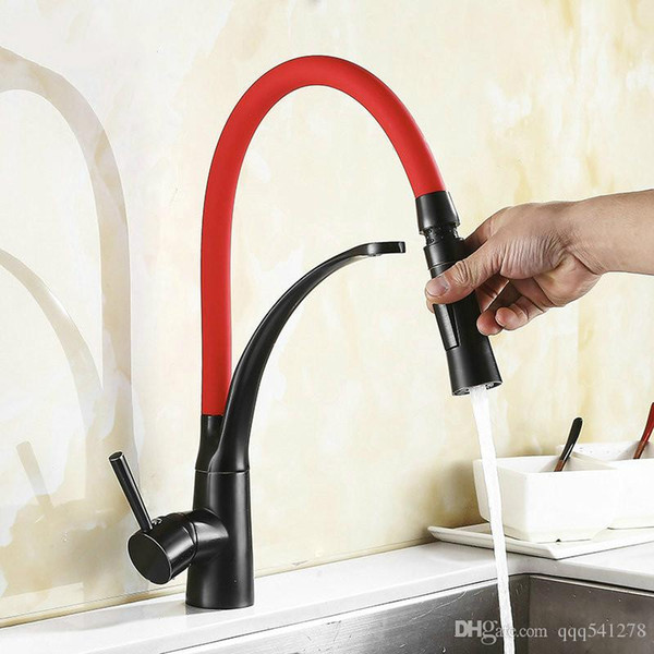 Colorful Kitchen Faucet Pull Up&Down Sink Basin Mixer Tap 360 Swivel 2-Function ORB Black Brass Faucets