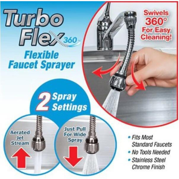 Turbo Flex 360 Sink Faucet Sprayer Jet Stream or Spray 6