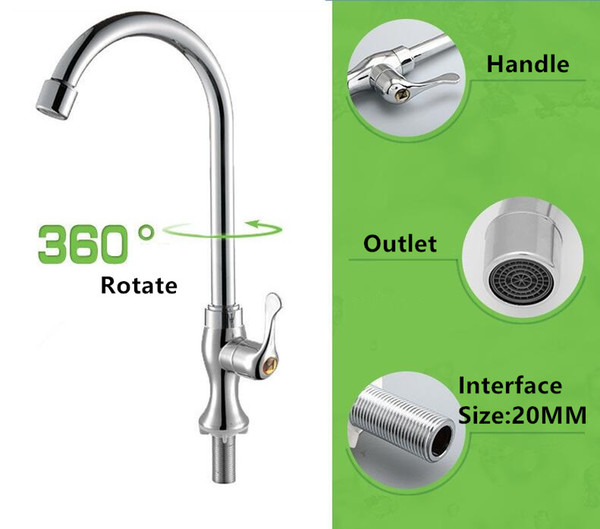 Fashion Chrome color single cold kitchen faucet with ABS single cold kitchen sink water mixer taps