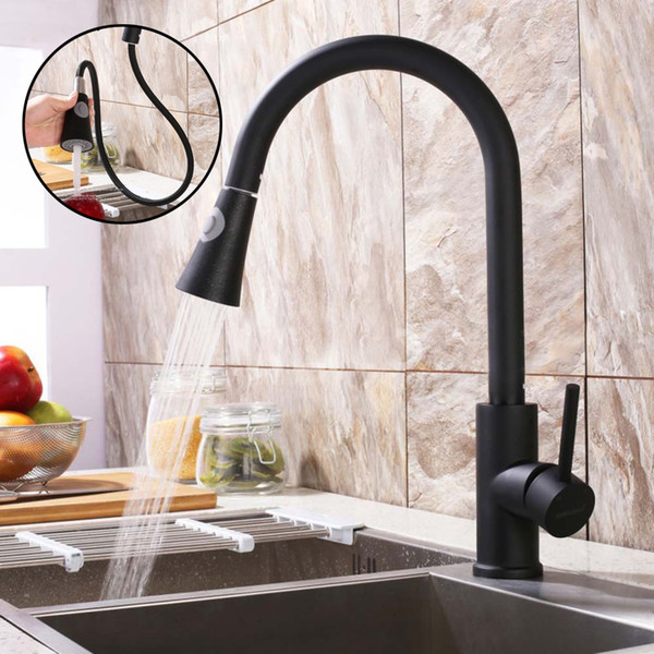 Kitchen Faucet Single Hole Deck Mounted Single Handle kitchen sink swivel Pull Out Black Painting Painting faucet Tap Mixer